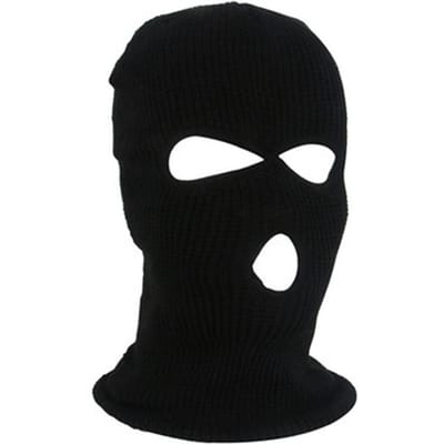 3 Gaten Volledige Gezichtsbedekking Wollen Brei Hoofdbedekking Winter Ski Muts Hoofddeksel Zwart black