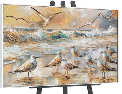 Canvas schilderij handgeschilderd coastal harmonies abstract – YS-Art Gallery – Luxe wanddecoratie voor woonkamer – Modern schilderij voor slaapkamer en hal
