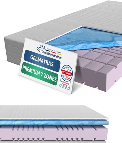 AM Qualitätsmatratzen - Premium gelschuim matras 80x200cm - Zacht (H2) - Hoogwaardig matras met 4cm gelschuim deklaag - 23cm hoogte - Made in Germany - 80 x 200