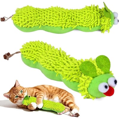 longziming -Katten Speelgoed Rups - Kattenspeeltje Rupsvorm - Pluche Kattenbot - Zacht Pluche En Katoen - Vormherstellend Veilig Ontwerp - Ideaal Voor Jachtinstinct En Reizen - 2 Stuk