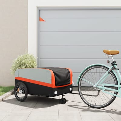 vidaXL - Fietstrailer - 45 - kg - ijzer - zwart - en - oranje