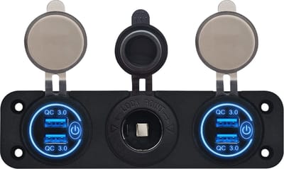 ProRide 12V USB Autolader 2 Poorten - QC3.0 - Voltmeter en 12V/24V Sigarettenplug - Drievoudig inbouw