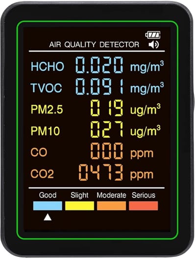 Luchtkwaliteitsmonitor - Luchtmeter - Binnenlucht Meten - 6-in-1 Detectie - 1200 mAh Batterij - Wit