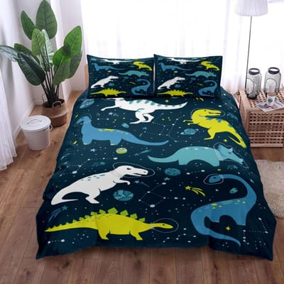 Ensemble Housse de Couette Espace Dinosaures Nuit King Queen Double Complet Twin Simple Taille Marine Ensemble Linge de Lit 200x200cm