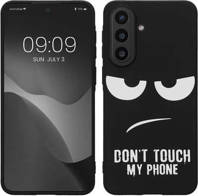 kwmobile telefoonhoesje geschikt voor Samsung Galaxy A57 5G - Hoesje voor smartphone in wit / zwart - Backcover van TPU - Don't Touch My Phone design