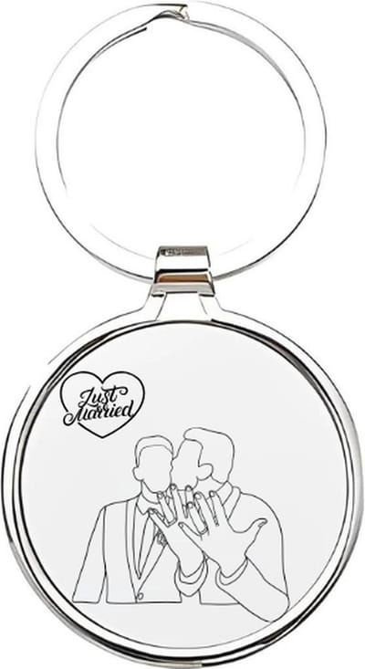 Akyol - just married Sleutelhanger - Trouwen - bruidspaar - trouwerij - trouwdag - bruiloft - bruid - bruidegom - feestje - liefde - relatie - samenzijn - love - i love you - wil je met me trouwen - trouwring - 4 x 7,5 CM