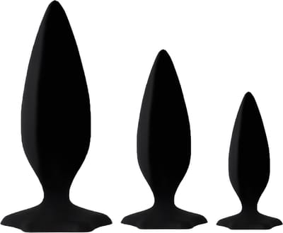 Cupitoys® Siliconen buttplug set - Puntig - Zwart - Sex toys voor vrouwen - Sex toys voor mannen - Buttplugs