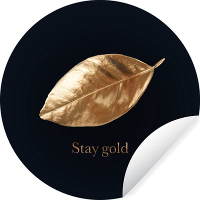 WallCircle® - Behangcirkel 30x30 cm - Muurstickers Blad - Gold - Quotes - Muurcirkel woonkamer - Wandcirkel slaapkamer - Kamer decoratie zelfklevend - Muurdecoratie accessoires