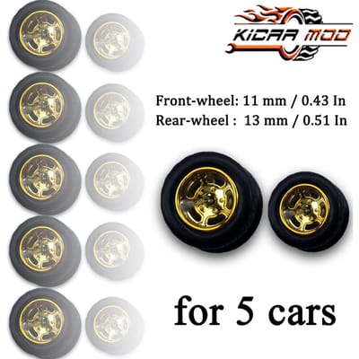 1/64 Voorste Kleine En Achterste Grote Wielen Met Afneembare Rubberen Banden Rond Spaak Refitting Onderdelen Voor Hotwheels Modelauto's 5 Auto's