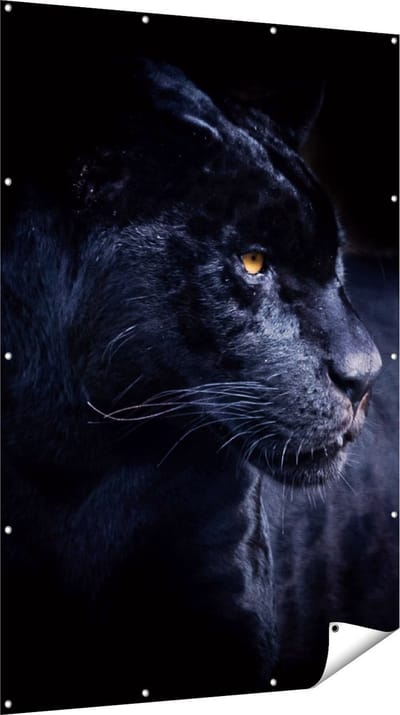 Gards Tuinposter Zwarte Panter - 120x180 cm - Tuindoek - Tuindecoratie - Wanddecoratie buiten - Tuinschilderij