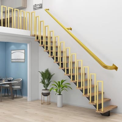 Trapleuning Goud - Muursteun Balustrade - Veilig Traplopen - Stevig Smeedijzer - 270cm - Goudkleurig