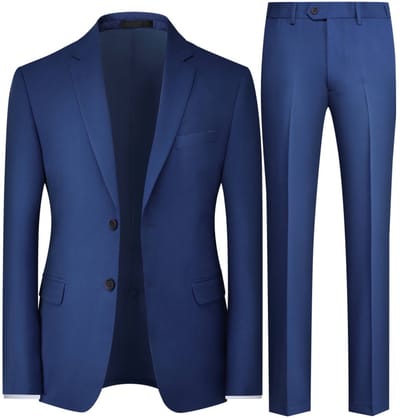 ALLTHEMEN Heren Tweeknoops Pak Regular Fit - Middenspleet Effen voor Zakelijk - XS