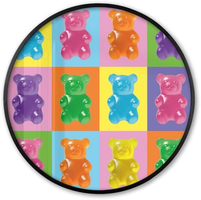 Poster in lijst Rond - Fotolijst 60x60 cm - Posters - Art- Snoep - Kleurrijk - Ronde posterlijst zwart - Decoratie - Wanddecoratie woonkamer - Muurdecoratie slaapkamer