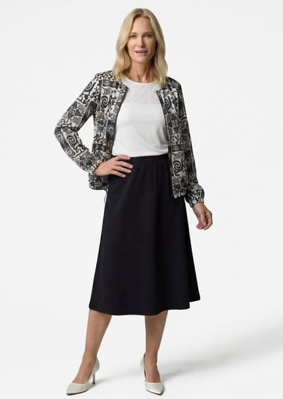 Zwierige jersey rok met elastische tailleband - zwart - Gr. 19 van Goldner Fashion