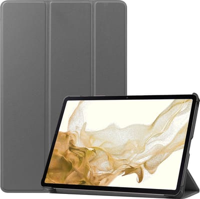 Hoes - Geschikt voor Samsung Galaxy Tab S8 - Dun & Stevig - Trifold Bookcase - Hard Cover - Hardcover Book Case - Tablet Hoesje - Grijs