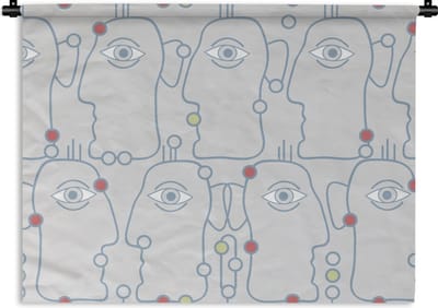 Wandkleed - Wanddoek - Line Art - Gezicht - Patroon - 60x45 cm - Wandtapijt
