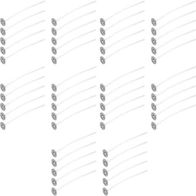 Lot de 50 mèches de bougie en coton pré-ciré avec base pour la fabrication de bougies parfumées DIY (8 cm/3,1 po) white