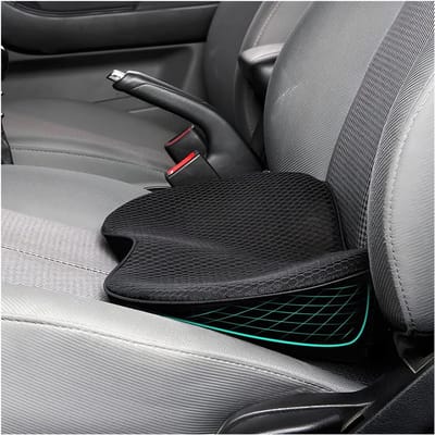 Daity Autostoelkussen - automatisch wigvormig kussen van traagschuim - comfortabel rijkussen voor verlichting van rug- en staartbeenpijn - ademend - antislip orthopedisch ondersteuningskussen - unisex (zwart)