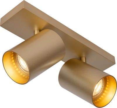 Atmooz - Plafondlamp Nuo 2 - Goud - Ø 7 cm - 2 Kantelbare Spots - Metaal - GU10 Fitting - 50W - Luxe Opbouwspot voor Accentverlichting