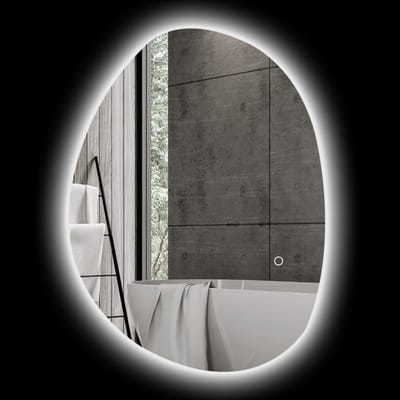 MODFU - Badkamerspiegel - Asymmetrische Vorm - Ledverlichting En Anti-Condensfunctie - Wandmontage - Glas - Zilver