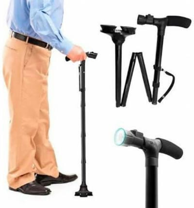 Benson - Wandelstok - Opvouwbaar - Verstelbaar - Led verlichting - Zwart