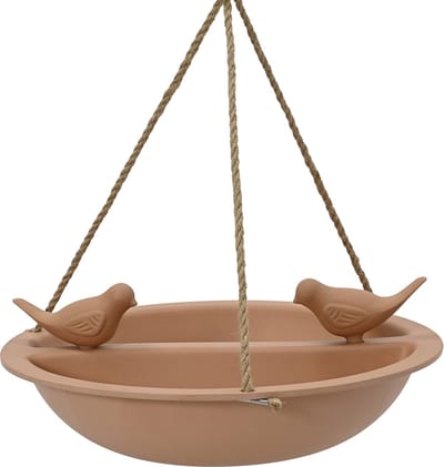 Decoris Vogelbad/drinkschaal - bamboe hout - terra bruin - D27 cm - voederbak