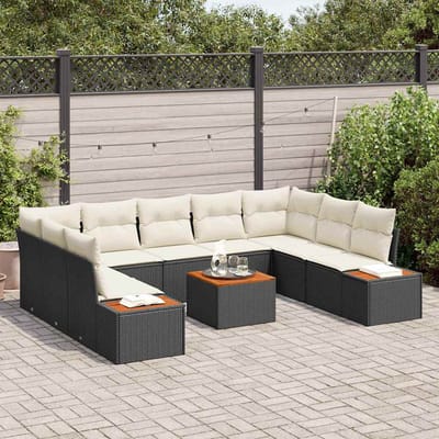 vidaXL - Tuinbank - Set - 5 - st - 9-Aantal - zitplaatsen - Zwart - en - Crème