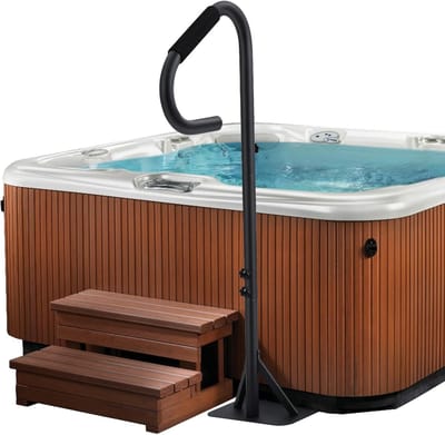 Spa & Hot Tub Leuning - 360° Draaibaar - Extra Hoog Verstelbaar (89-145 cm) - Instaphulp met Bodemplaat en Antislip Handgreep - Tot 272 kg Draaggewicht