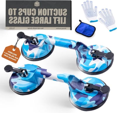 Glazen zuignappen om groot glas op te tillen - Glazen zuignappen Kit voor glas, hout, metaal en marmer; duurzaam aluminium met 240 lb-capaciteit, tegelzuignap gereedschap (2