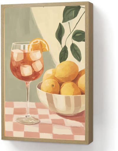 Wandlamp 40x60 cm - Oplaadbaar - Citroenen - Glas - Tafelkleed - Geblokt - Wandlampen binnen woonkamer - Slaapkamer lamp - Decoratieve nachtlamp - Vloerlamp draadloos