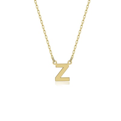 Letter Z Initial Gold Plated Ketting Zilver (925 sterling) Trendy Minimalistisch Combi Bedel Goudkleurig Dames Meisje | Cadeau Voor Vrouw