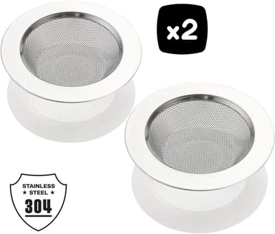 2x Goodli RVS Gootsteen zeef - 11,2 cm - Universele Gootsteenstop voor Keukenafvoer - Roestvrijstaal Filter tegen Verstopping - Afvoerstop - Geschikt voor Standaard Afvoer - Duurzame Herbruikbare Afvoerzeef voor Keuken en Badkamer - Anti Verstopping