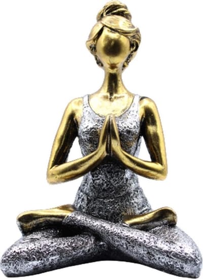 Yoga Lady Figuur - Brons & Zilver 24cm