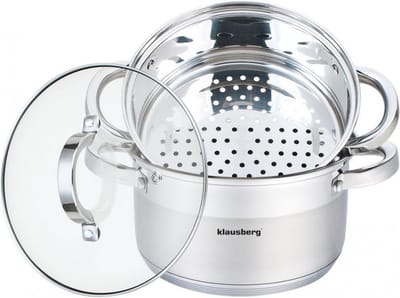 Klausberg 7135 - stoompan - 3 delig - 18cm - rvs - alle warmtebronnen