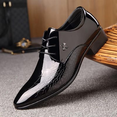 Oxford schoenen voor heren Luxe lakleren trouwschoenen Puntige neus Dress schoenen Klassiek 39 zwart