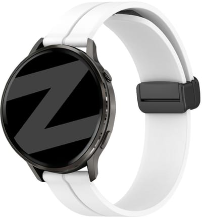Bandz Siliconen bandje met D-Buckle sluiting geschikt voor Garmin Vivoactive 6 / 5 / 3 / Vivomove / 3 / HR / Style / Luxe / Sport / Trend / Forerunner 645 / 570 / 245 / 170 / 165 / 70 / 55 / Venu / SQ / SQ2 / 2 Plus / Approach S12 / S40 / S42 - Wit
