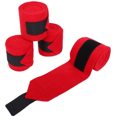4 STUKS Dik Paardenbeenverband Rood Antislip Ademend Fleece Wikkelaccessoires black