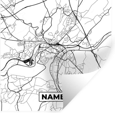 Muurstickers - Sticker Folie - Stadskaart – Plattegrond – België – Zwart Wit – Namen – Kaart - 100x100 cm - Plakfolie - Muurstickers Kinderkamer - Zelfklevend Behang XXL - Zelfklevend behangpapier - Stickerfolie