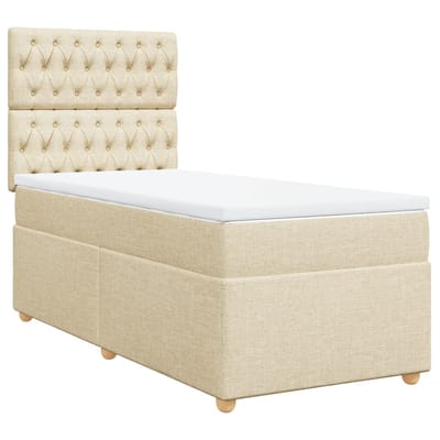 vidaXL - Boxspring - met - matras - stof - crèmekleurig - 100x200 - cm