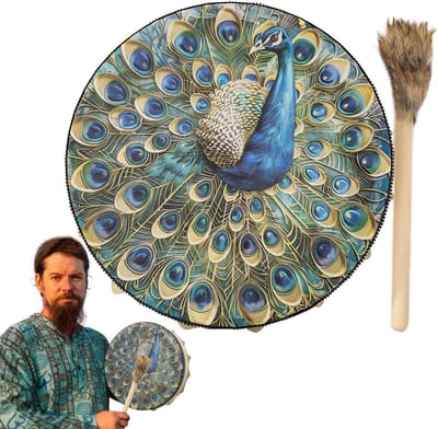 Spirituele Sjamaan Trommel - Rituele Trommel - Meditatie Muziek - Handgemaakt Vogelpatroon - 25 cm