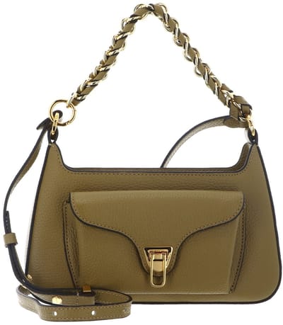COCCINELLE Leren handtas schoudertas Beat Grained Leather Handbag Seagrass kaki