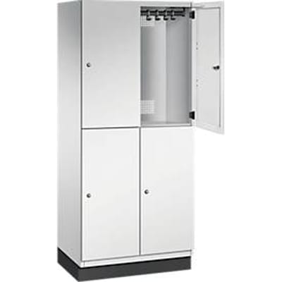 C+P Double-store locker Cambio, 2 vakken, 4 legborden, met plint, B 800 x D 525 x H 1980 mm, lichtgrijs