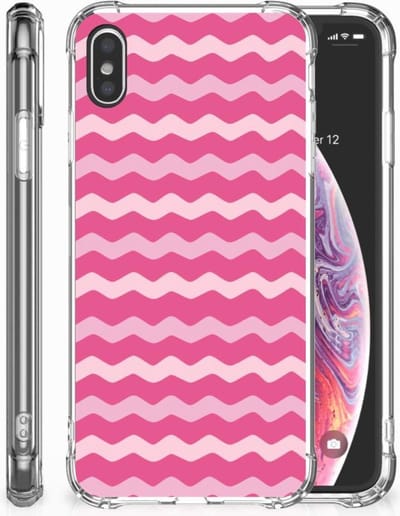 Back Cover voor Apple iPhone Xs Max Doorzichtige Silicone Hoesje Waves Pink