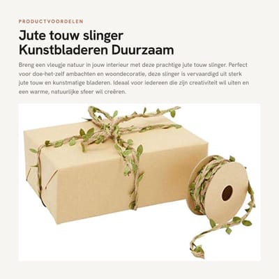 Dailygoods- Jute Touw - Sterk en Duurzaam - Kunstmatige Wijnstok - Doe-het-zelf Ambachten - Woondecoratie - Wasbaar en Natuurlijke Uiterlijk - Decoratietouw