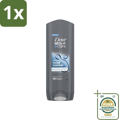 1 x Dove Douchegel Men+ Care Clean Comfort 250 ml- Douchegel - Fris - Energieke Geur - Hydraterende Douchegel - Zachte Huid