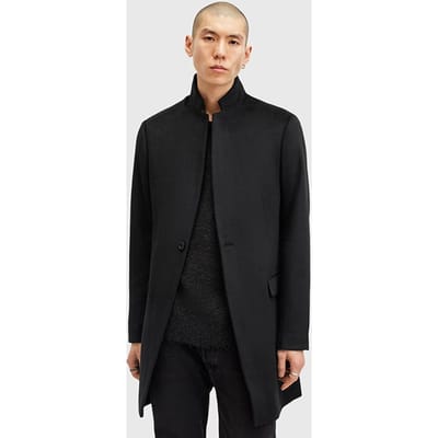 AllSaints Hargrove Coat Black Größe: 42 | Einreihige Mäntel Outlet | Herren | Schwarz