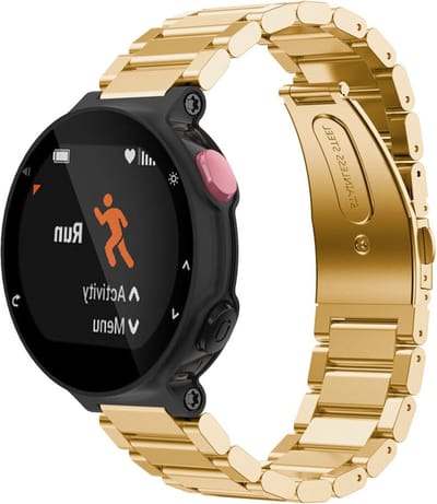 By Qubix - Stalen schakelband - Goud - Geschikt voor Garmin Forerunner 220 / 230 / 235 / 620 / 630 / 735 (XT)