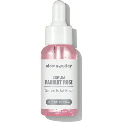 SlowSunday Radiant Rose Serum, diep hydraterend, verheldert de huid, egaliseert de huidskleur, vermindert dofheid, perfect als hydraterende primer, porieverkleinende gladmakende en blur-primer, geschikt voor zomer en herfst, Y2K, ideaal voor feestjes en back to school