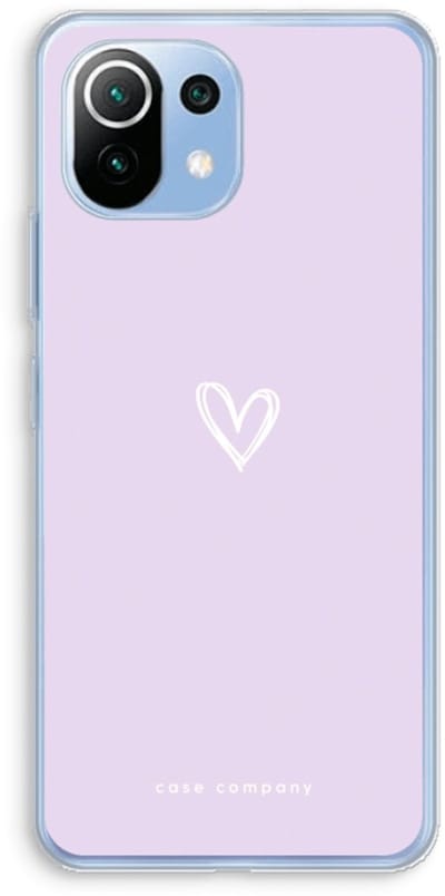 Case Company® - Hoesje geschikt voor Xiaomi Mi 11 Lite hoesje - Klein hartje paars - Soft Cover Telefoonhoesje - Bescherming aan alle Kanten en Schermrand