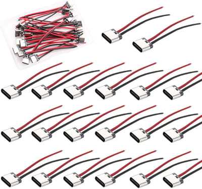 RUNCCI-YUN 20 PCS USB-C Socket Soldering met Kabel - Ideaal voor PCB Ontwerp en DIY